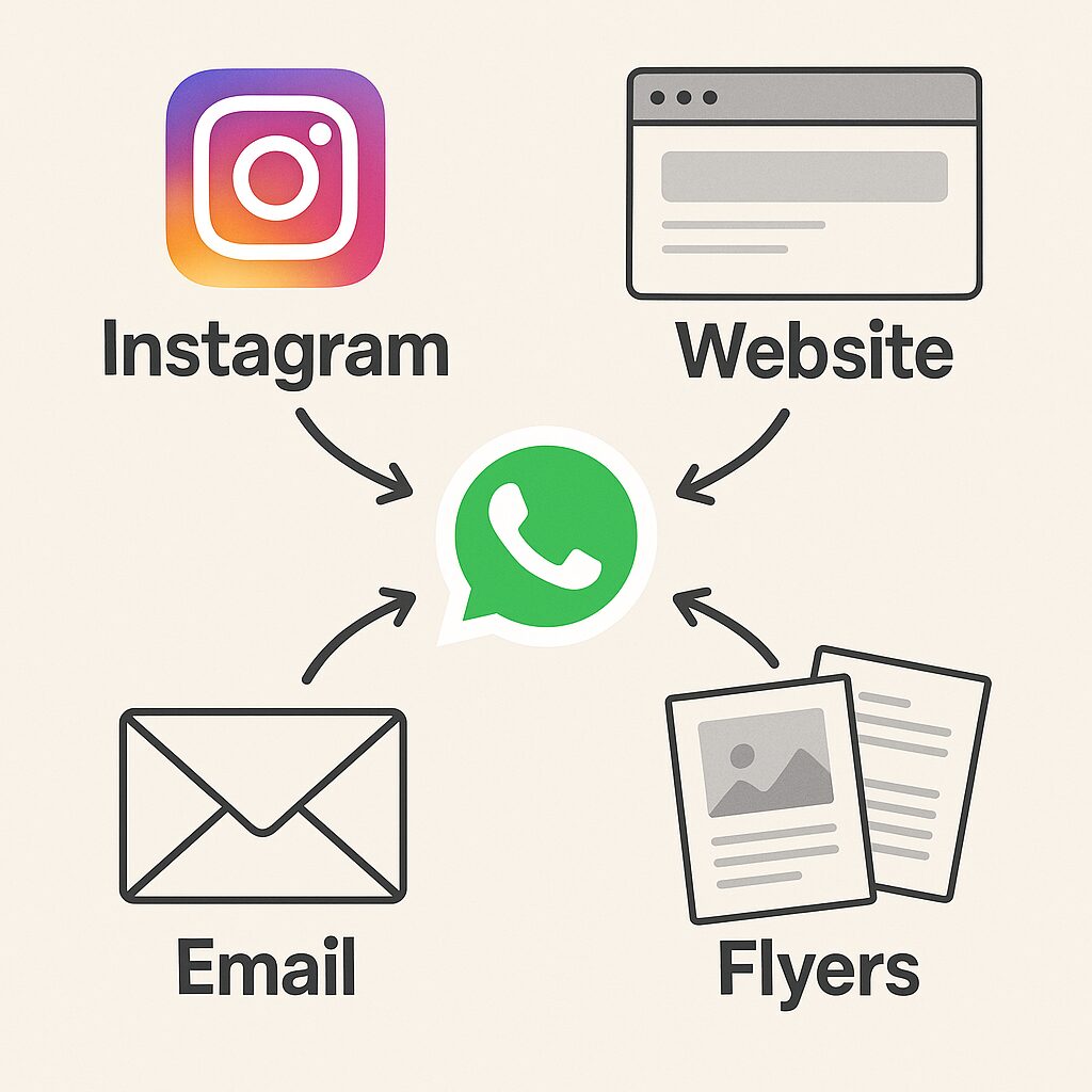 Smartphone screen with a WhatsApp chat opening instantly after clicking a link, symbolizing the ease of customer connection.